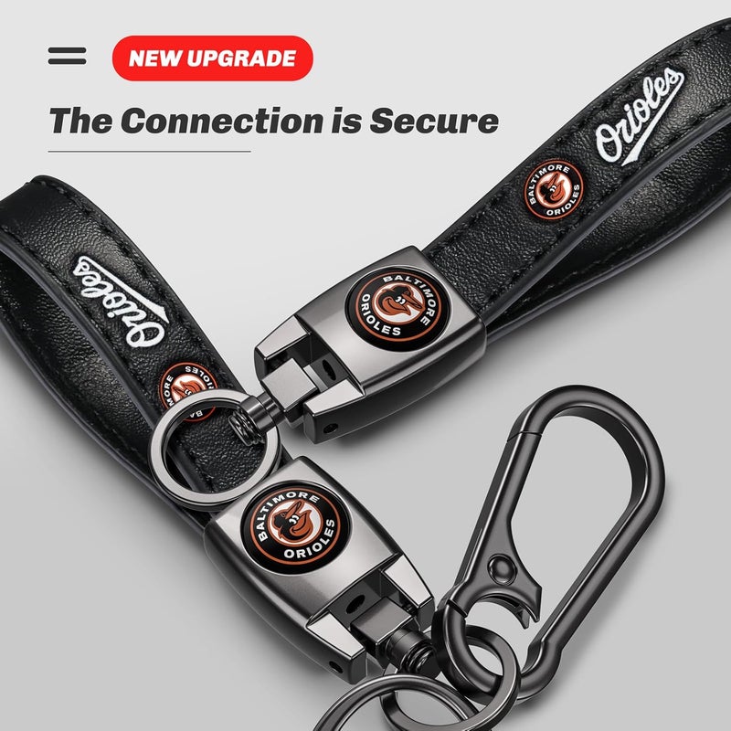 EMIJOY Car Keychain Keyring for Baltimore Orioles Baseball Fans,Orioles Accessories Women/Men's Keychains for Vehicles,Leather Key Ring Lanyard for Car Key Fob Holder,Key Fob Keyring Replacement - Image 3